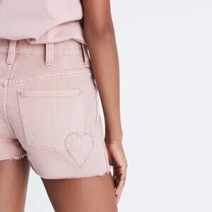 Madewell x Where I Was From High Rise Jean Shorts Embroidered Heart Size 28